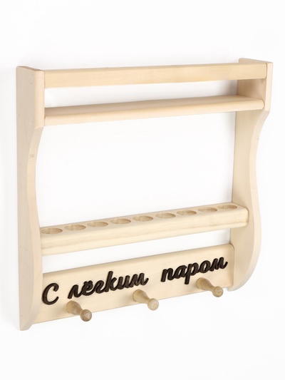Полка-вешалка для бани и сауны, 35×7×35 см, деревянная, 3 крючка, для масел