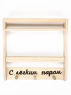 Полка-вешалка для бани и сауны, 35×7×35 см, деревянная, 3 крючка, для масел - Фото 2