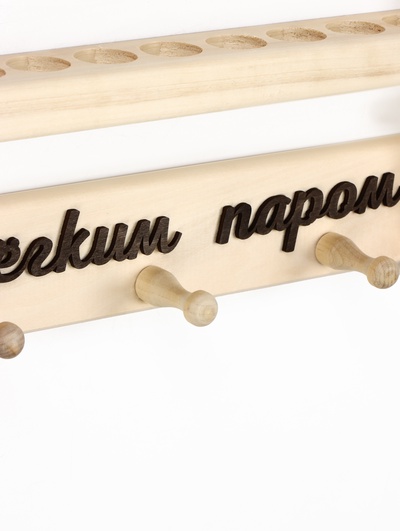 Полка-вешалка для бани и сауны, 35×7×35 см, деревянная, 3 крючка, для масел