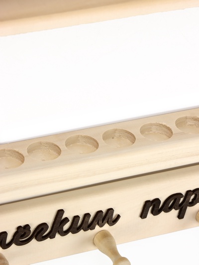 Полка-вешалка для бани и сауны, 35×7×35 см, деревянная, 3 крючка, для масел