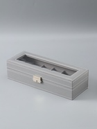 УЦЕНКА Шкатулка кожзам под часы 6 отделений «Серая с белой строчкой» 8×30×11 см - Фото 2