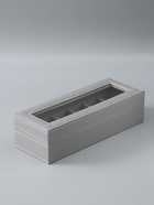 УЦЕНКА Шкатулка кожзам под часы 6 отделений «Серая с белой строчкой» 8×30×11 см - Фото 3