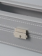 УЦЕНКА Шкатулка кожзам под часы 6 отделений «Серая с белой строчкой» 8×30×11 см - Фото 4