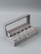УЦЕНКА Шкатулка кожзам под часы 6 отделений «Серая с белой строчкой» 8×30×11 см - Фото 5