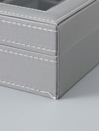 УЦЕНКА Шкатулка кожзам под часы 6 отделений «Серая с белой строчкой» 8×30×11 см - Фото 7