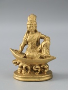 УЦЕНКА Нэцке полистоун бронза «Лакшми в лодке» 14.5×11×7 см - Фото 2