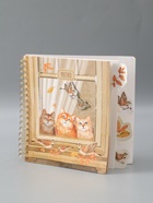 УЦЕНКА Фотоальбом на спирали 20 листов "Котики в окне" объёмный элемент + 4 вкладки 24х24 см 10499 - Фото 1