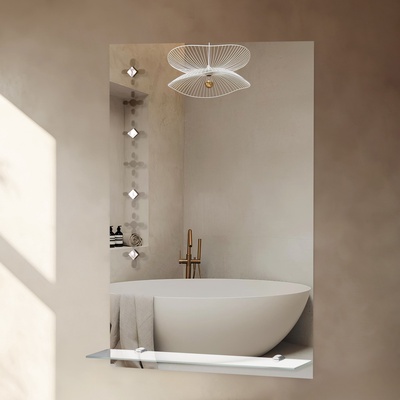 УЦЕНКА Зеркало «Ромб», с пескоструйной графикой, настенное, с полочкой, 40×60 см