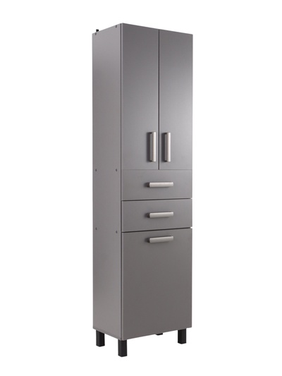 Шкаф - пенал для ванной комнаты «Пронто», с корзиной для белья, 500×330×1850 мм, цвет графит