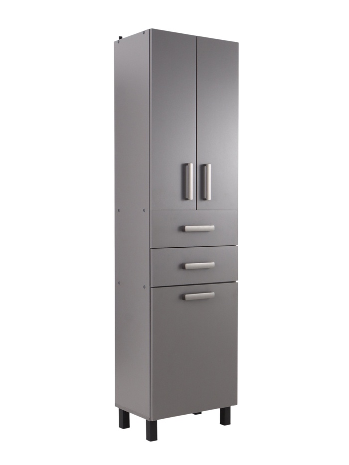 Шкаф - пенал для ванной комнаты «Пронто», с корзиной для белья, 500×330×1850 мм, цвет графит - Фото 1