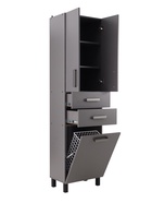 Шкаф - пенал для ванной комнаты «Пронто», с корзиной для белья, 500×330×1850 мм, цвет графит - Фото 2