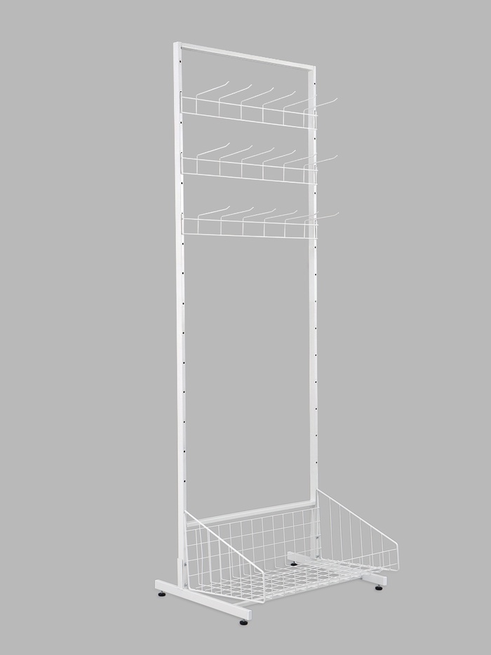 УЦЕНКА Стойка прикассовая 190*64,5*55, 3 корзины, 3 гребёнки, цвет белый - Фото 1