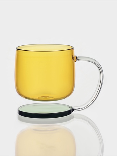 Кружка Magistro «Современность», 350 мл, с подставкой, стекло, жёлтая