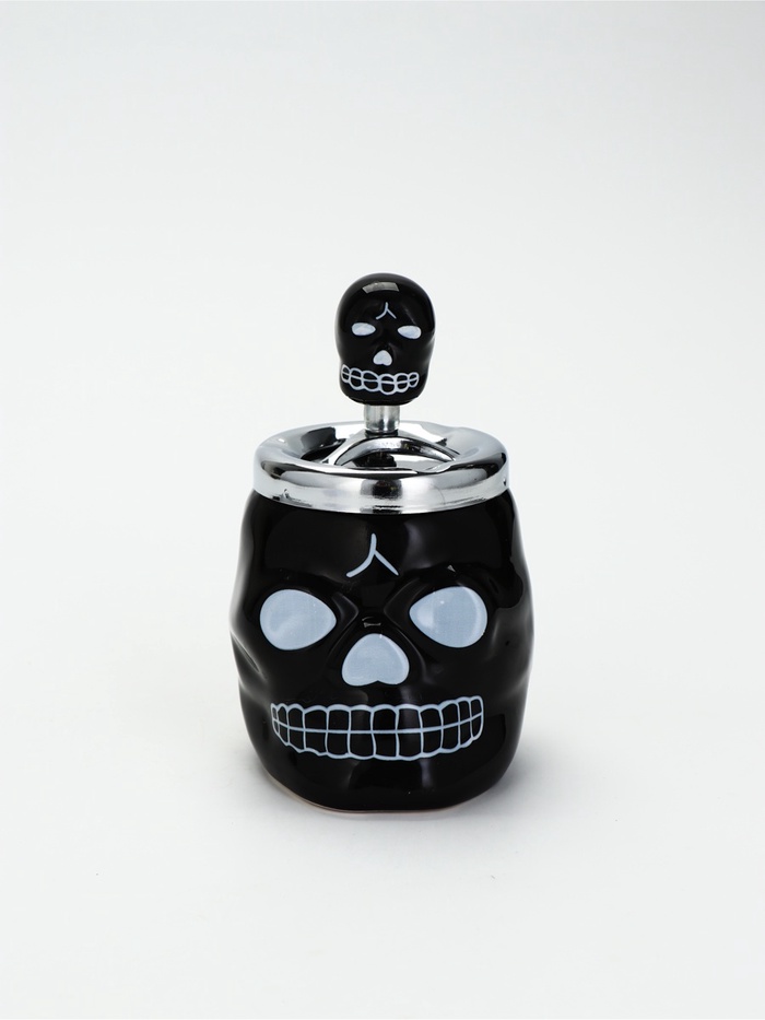 УЦЕНКА Пепельница для дома бездымная "Череп", для сигарет и стиков, 13 х 16 см, черная - Фото 1