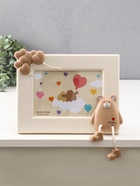 УЦЕНКА Фоторамка пластик 12х17 см "Мишка с сердечками" бежевая 24х19,5 см - Фото 1