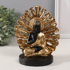 УЦЕНКА Сувенир полистоун «Будда. Пальмовый лист» золото и чёрный 14.5×9×17.5 см - Фото 1