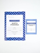 Медицинская карта А4, 16 л. Форма №112/у и прививочный сертификат А6, 12 л «Голубой» - фото 809649280