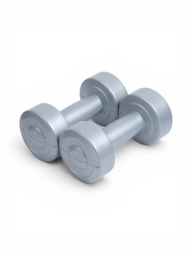 Гантели виниловые, 2 шт., 1 кг, серебристый металлик
