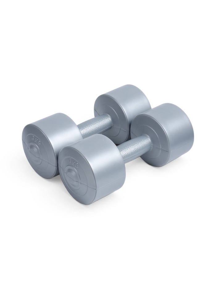 Гантели виниловые, 2 шт., 3 кг, серебристый металлик
