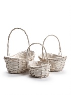 Корзина плетёная для хранения Mera, лоза, с ручкой, белая, набор 3 шт. - фото 809649331