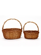 Корзина плетёная для хранения Natu, с ручкой, лоза, цвет медовый, набор 2 шт. - Фото 1