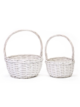 Набор корзин (ива), D29 H16 HH35 b22, D24 H13 HH31 b17, 2 шт., белый