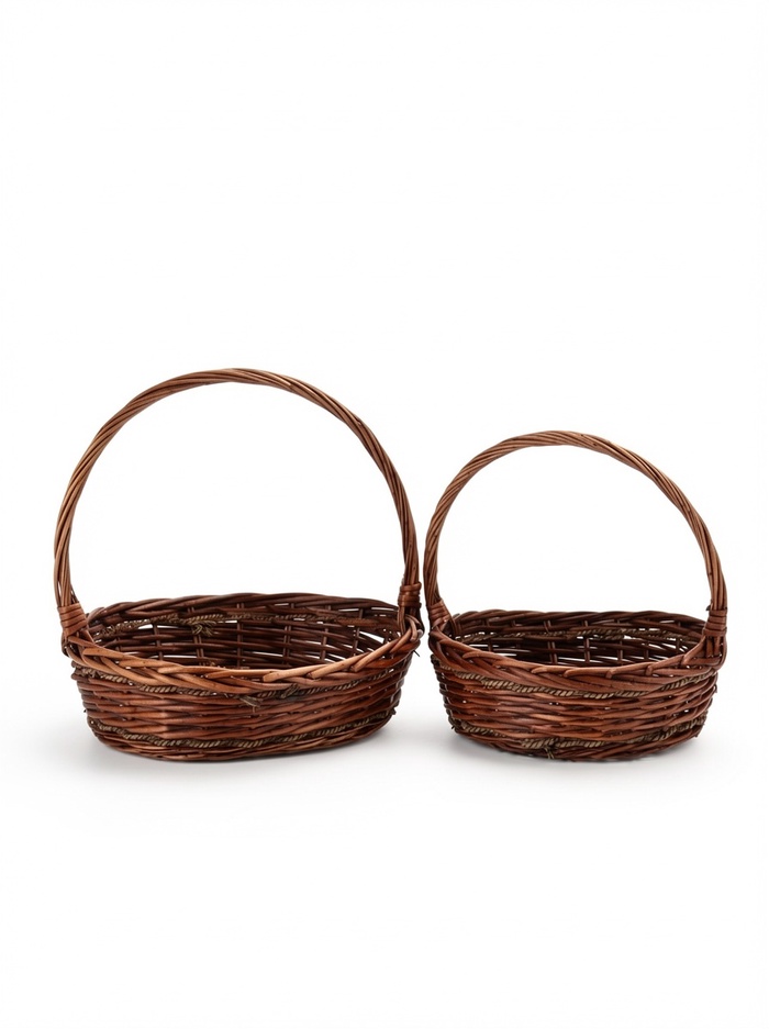 Корзина плетеная (ива), 40*30 H12 HH37 b30*23, 32*26 H10 HH32 b26*20, 2 шт., коричневый 1101666