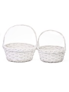 Набор корзин плетеных (ива): D40xH175/40см, D34xH15/35см, 2 шт, белый - фото 809649406