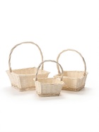 Набор корзин плетеных (ива), 30*30*14*38 см, 25*25*12*33 см, 20*20*10*28 см, 3 шт., белый 1101 - Фото 1