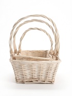 Набор корзин плетеных (ива), 30*30*14*38 см, 25*25*12*33 см, 20*20*10*28 см, 3 шт., белый 1101 - Фото 9