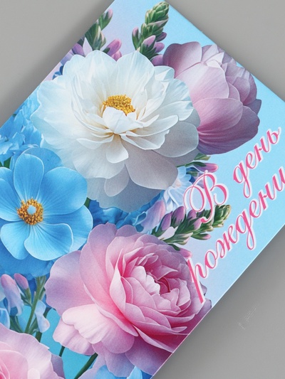Конверт для денег «В День рождения!», 16.5×8 см, голубой, розовый