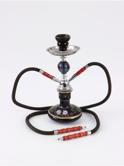 УЦЕНКА Кальян в сборе для курения комплект "Корай", 33 см, 2 трубки, черный