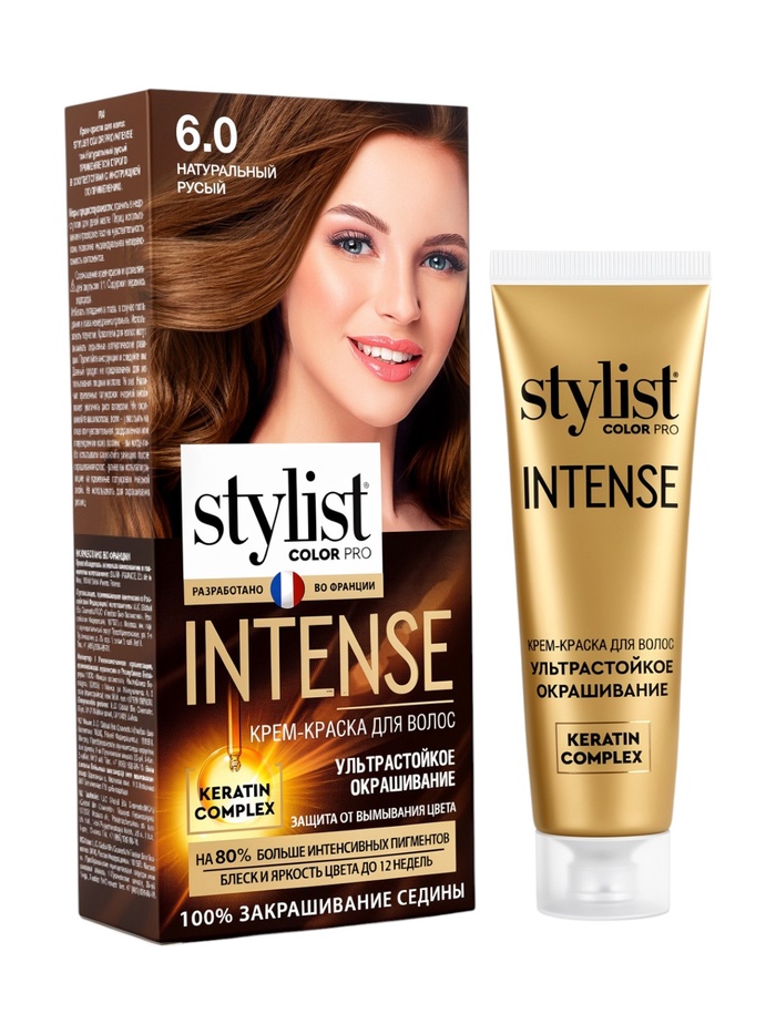 Крем-краска для волос серии STYLIST COLOR PRO INTENSE тон 6.0 Натуральный русый 118 мл - Фото 1
