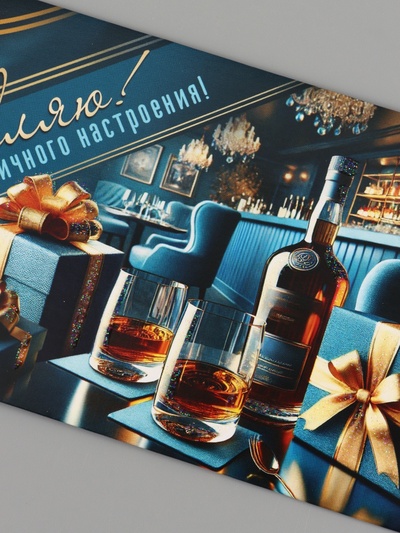 Конверт для денег «Поздравляю!», 16.5×8 см, синий