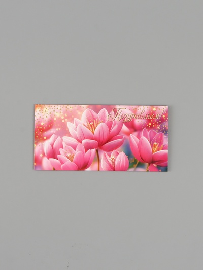 Конверт для денег «Поздравляем!», кувшинки, 16.5×8 см