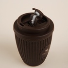 УЦЕНКА Стакан с крышкой 250мл 9,5х9,5х12,5 см, цвет коричневый - Фото 3