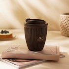 УЦЕНКА Стакан с крышкой 250мл 9,5х9,5х12,5 см, цвет коричневый - Фото 5