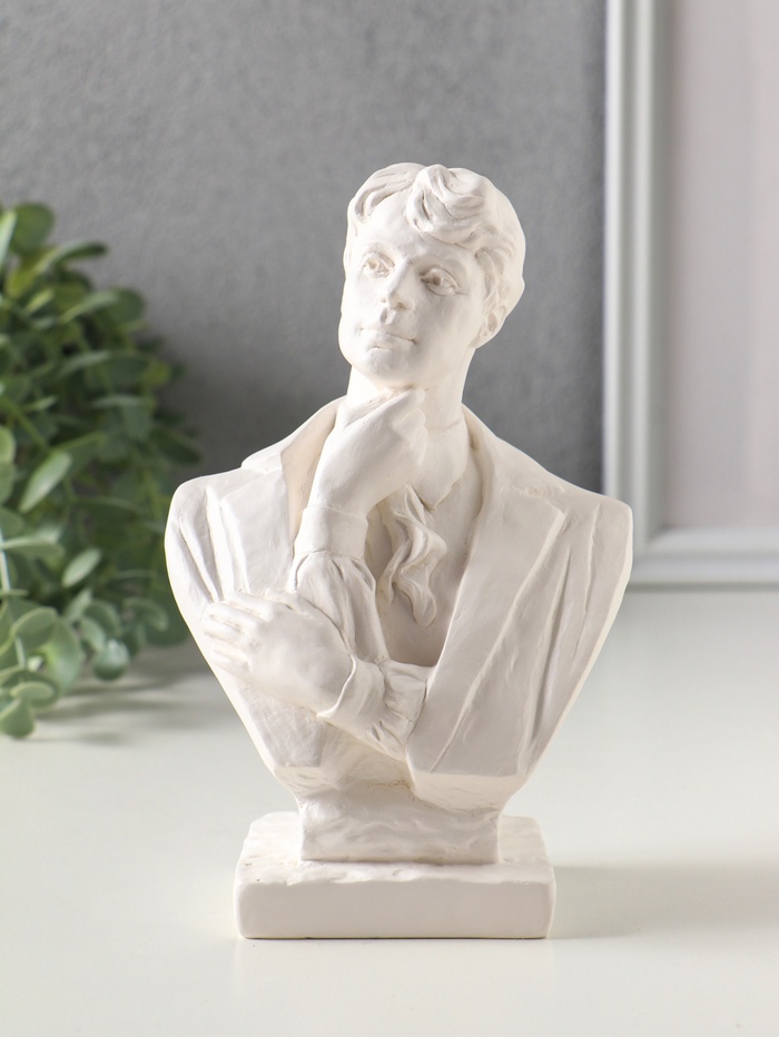Бюст «Есенин», фигурка гипс, 16 см, белый