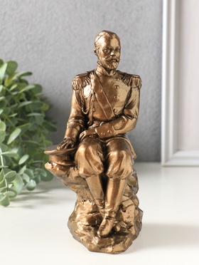 Фигура гипс «Николай II на скале», 17.5 см, бронза