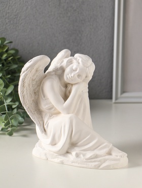 Фигурка гипс «Ангел на скале спит», 16 см, белый