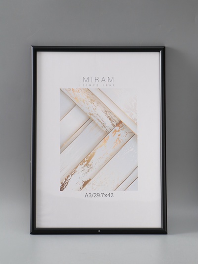 УЦЕНКА Фоторамка пластик "МИРАМ" 29.7х42 см, (A3) чёрный (пластиковый экран)