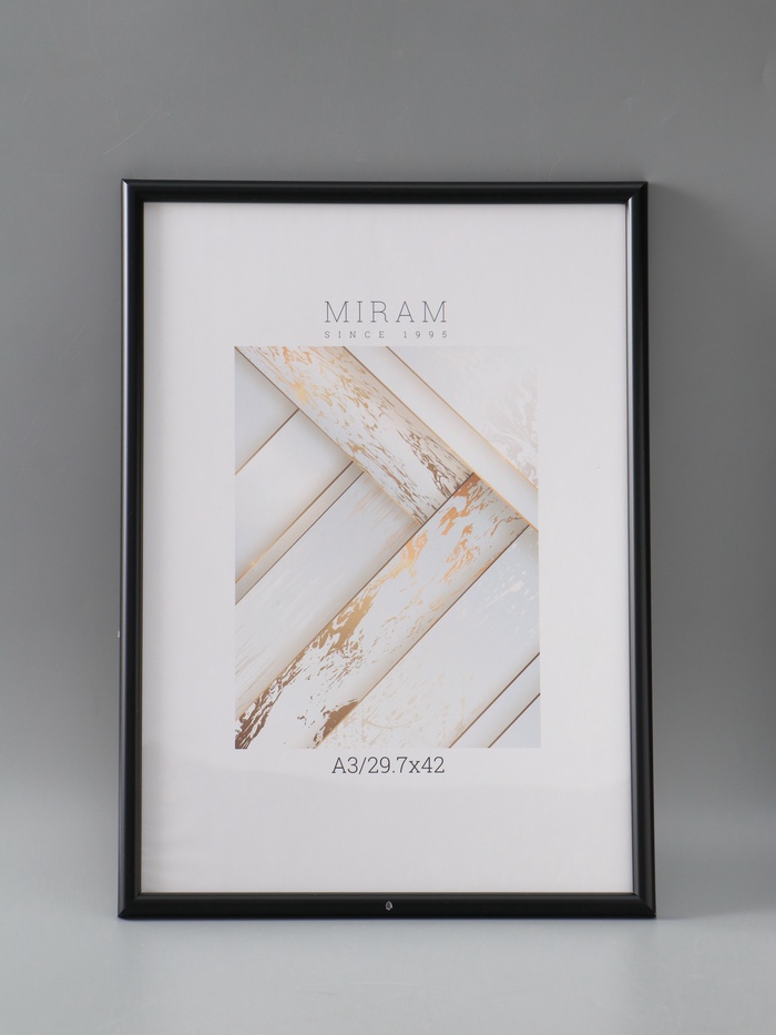 УЦЕНКА Фоторамка пластик "МИРАМ" 29.7х42 см, (A3) чёрный (пластиковый экран) - Фото 1