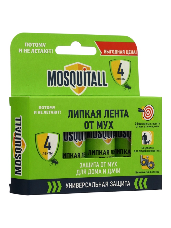 Липкая лента от мух MOSQUITALL, набор 4 шт.