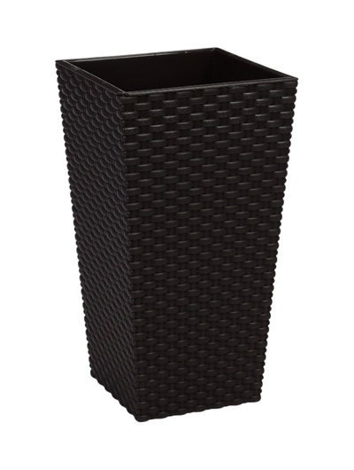 УЦЕНКА Кашпо со вставкой 19,8х19,8х36 см (вставка 4,9 л) "Ротанг", цвет коричневый