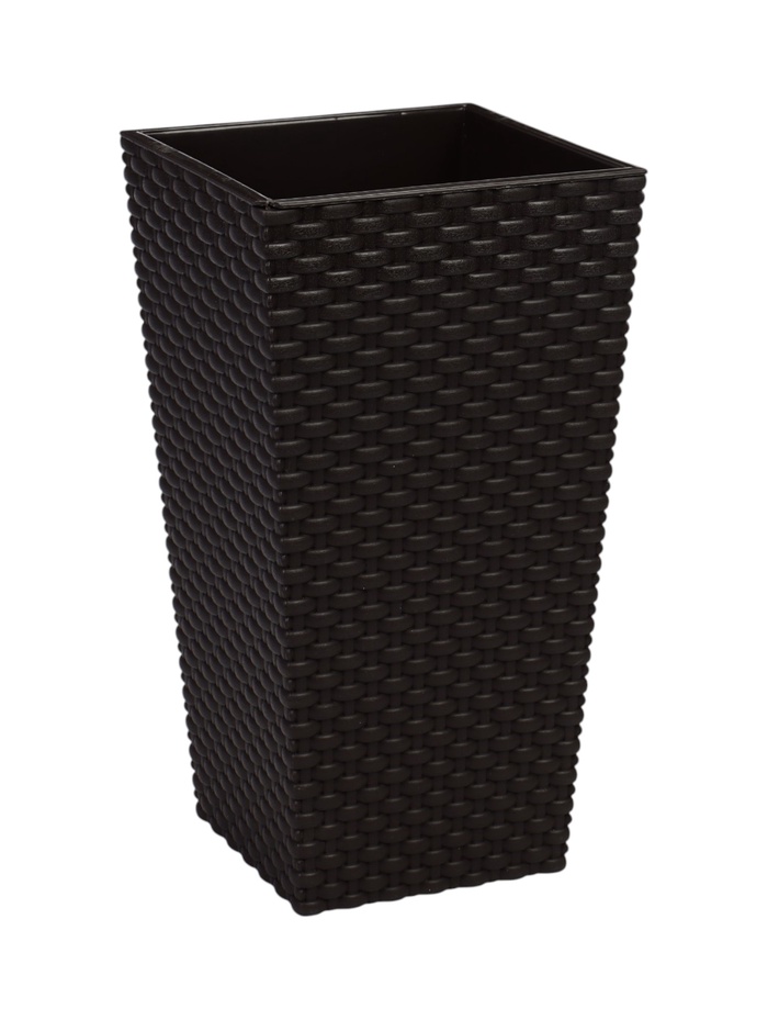 УЦЕНКА Кашпо со вставкой 19,8х19,8х36 см (вставка 4,9 л) "Ротанг", цвет коричневый - Фото 1