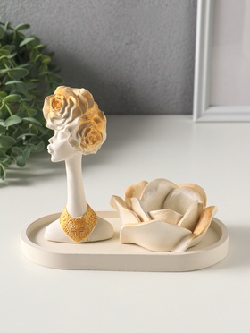 Набор фигурок 3 шт. «Роскошь»: поднос, подсвечник, статуэтка, 16×16 см