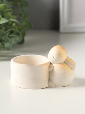 Подсвечник на 1 свечу «Заяц», 5×8 см, белый с золотым