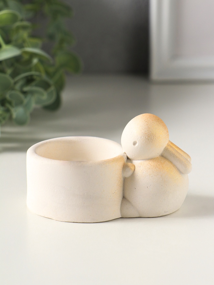 Подсвечник Заяц размер 5х8 см, цвет белый с золотым