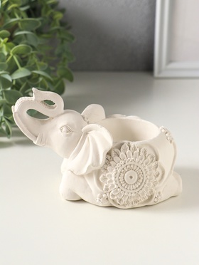 Подсвечник на 1 свечу «Слон индийский лежит», 8×13×7 см, гипс
