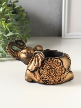 Подсвечник на 1 свечу «Слон индийский лежит», 8×13×7 см, под бронзу винтаж